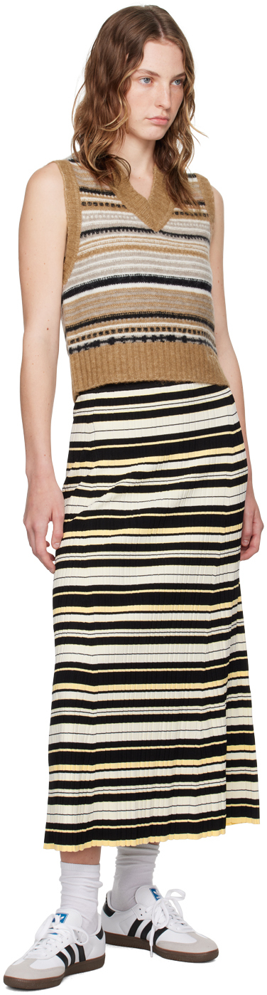 Ganni Striped Soft Alpaca Blend Vest In 177 Tiger's Eye