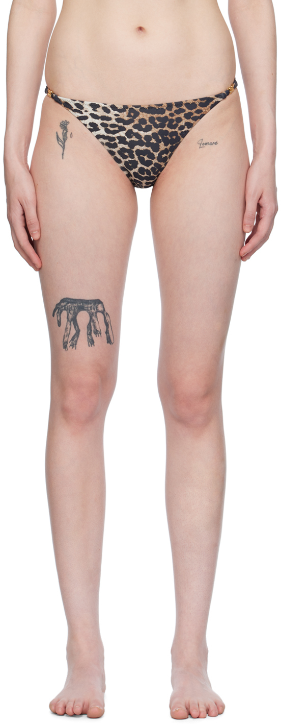 【関税込み】GANNI ブラウン エンブレム ビキニボトム Brown Emblem Bikini Bottoms by GANNI on Sale