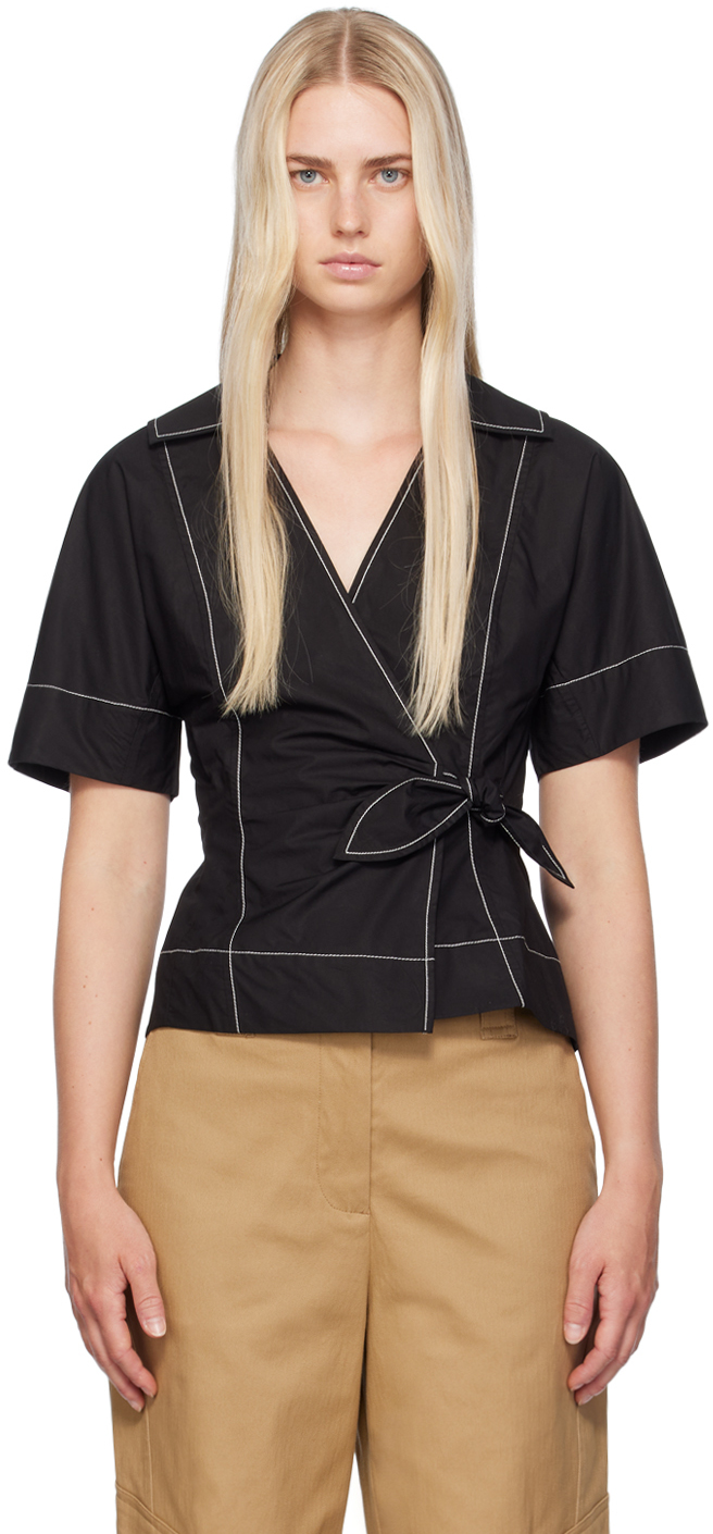 Black Wrap Blouse