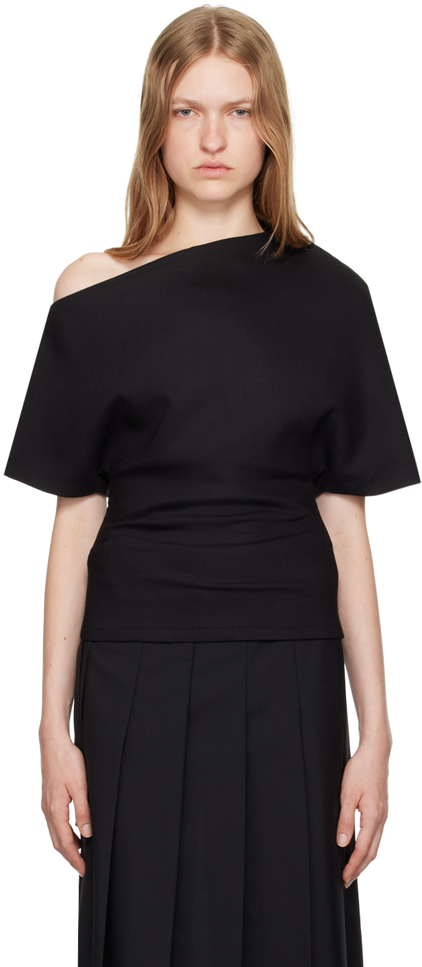 Róhe Black Asymmetrical Blouse