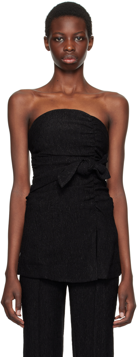 Shop Ganni Black Strapless Camisole In 099 Black