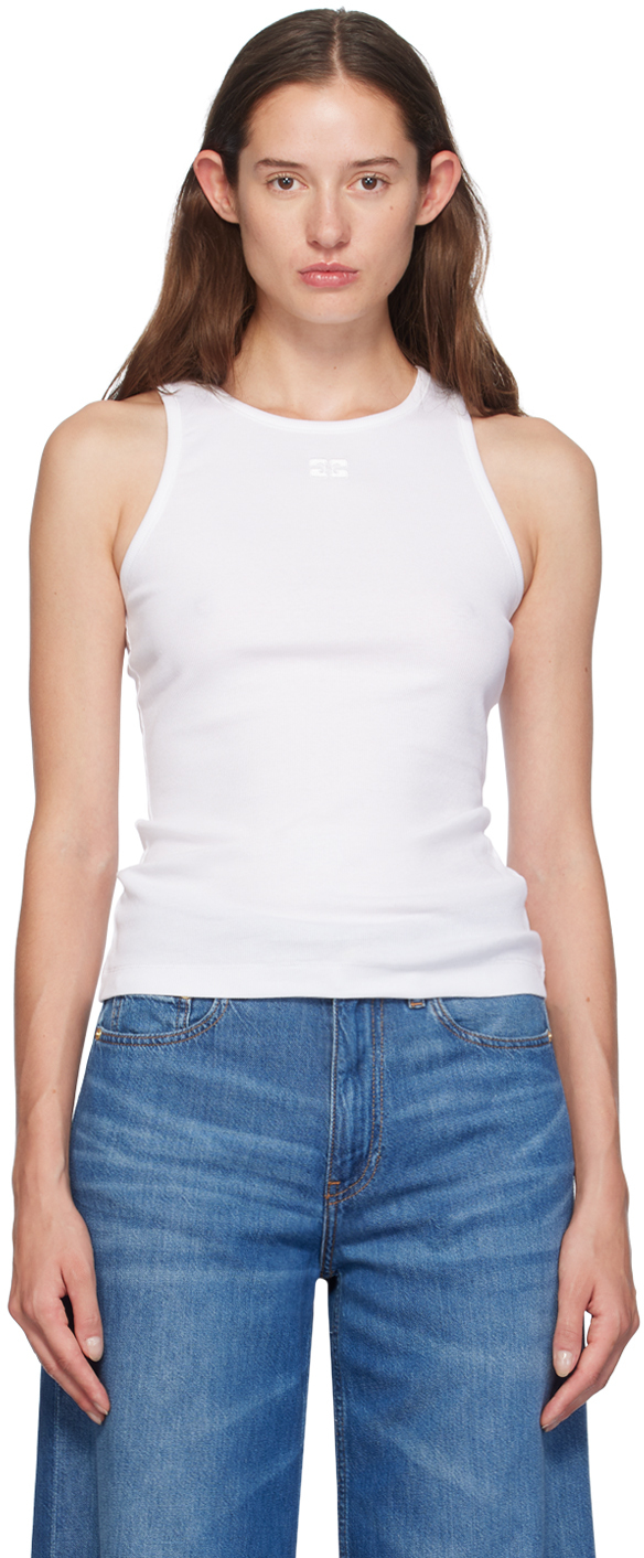 GANNI: White Soft Cotton Tank Top | SSENSE