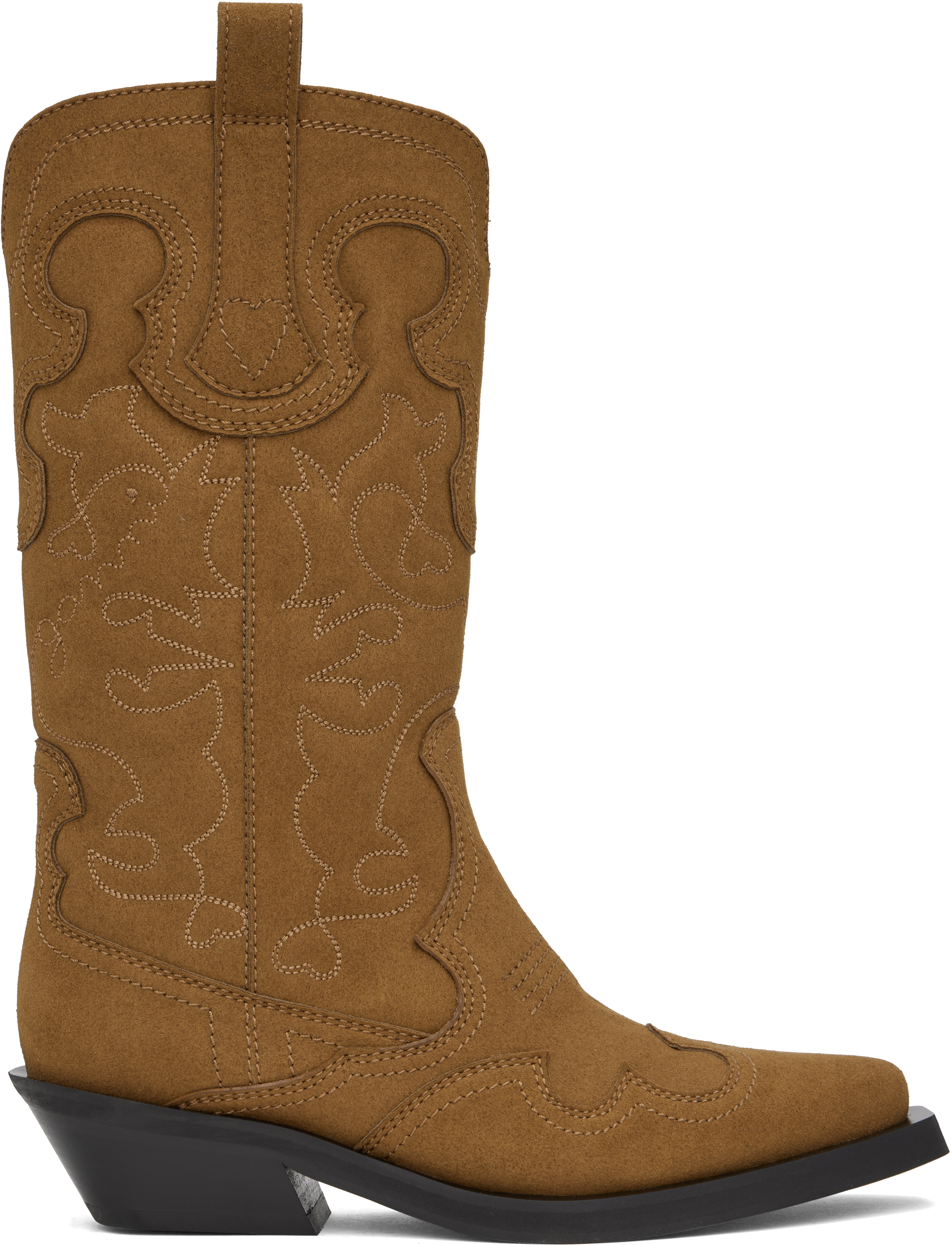 Brown Mid Shaft Embroidered Western Boots