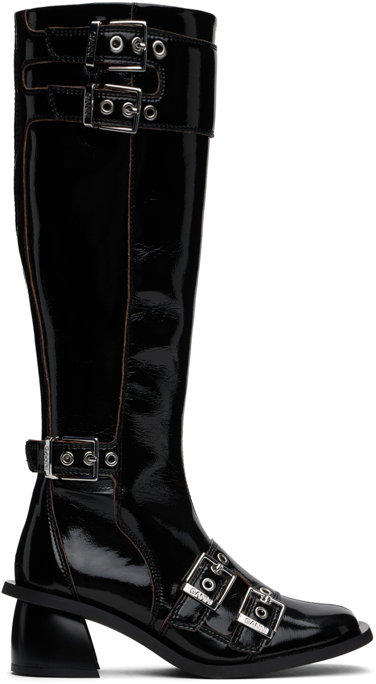 Black Buckle High Boots