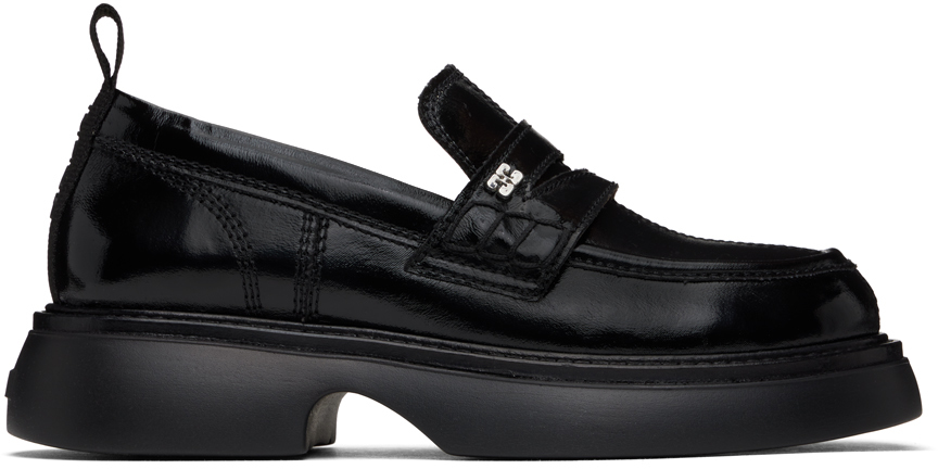 Shop Ganni Black Everyday Loafers In 099 Black