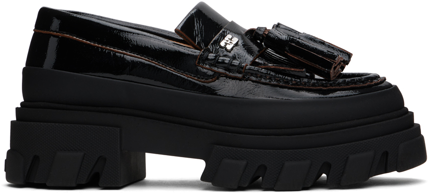 GANNI BLACK CLEATED LOAFERS 