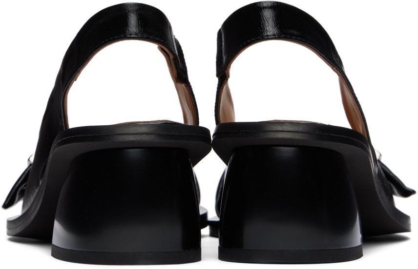 Ganni Feminine Buckle Slingback Pumps In 099 Black