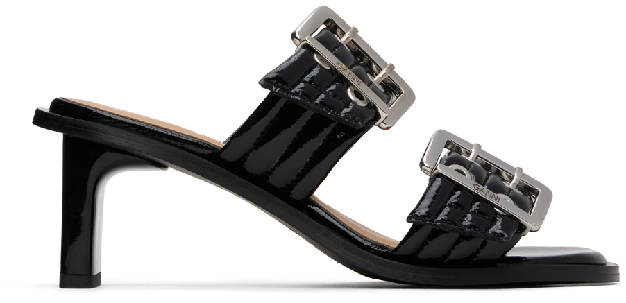 Black Feminine Buckled Heeled Sandals