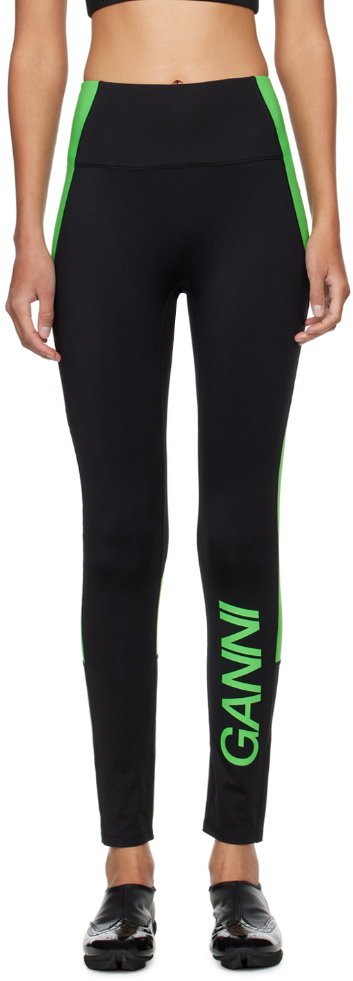 Shop Ganni Black Active Leggings In 099 Black