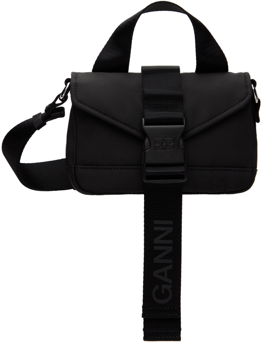 GANNI: Black Tech Mini Satchel Bag | SSENSE