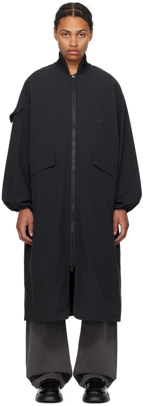 Shop Ganni Black Oversized Shell Coat & Vest Set