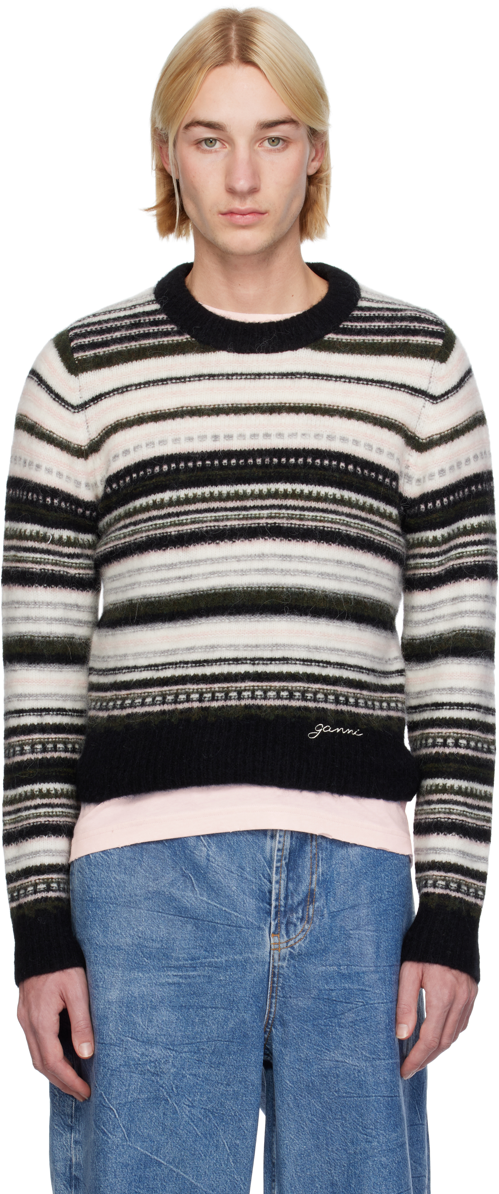 Ganni Black & White Stripe Sweater