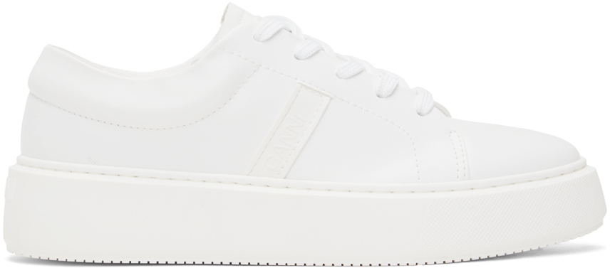 Shop Ganni Off-white Vegea Sneakers In Egret