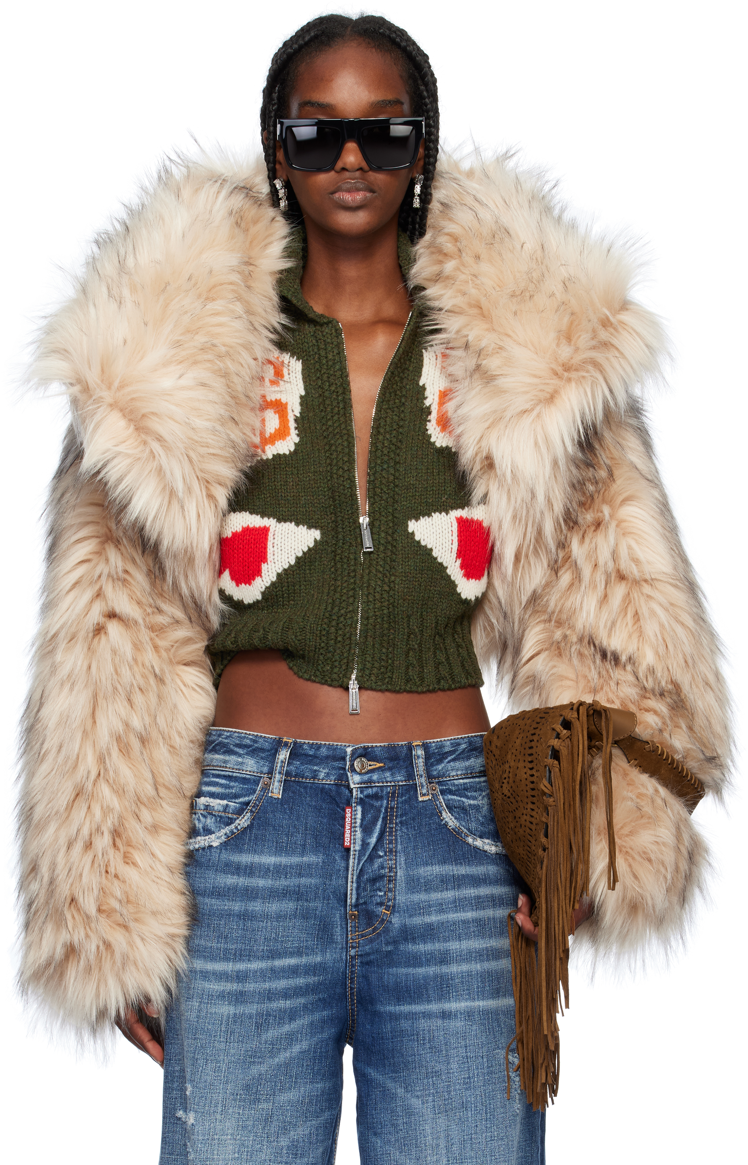 Beige Faux Fur Donut Jacket