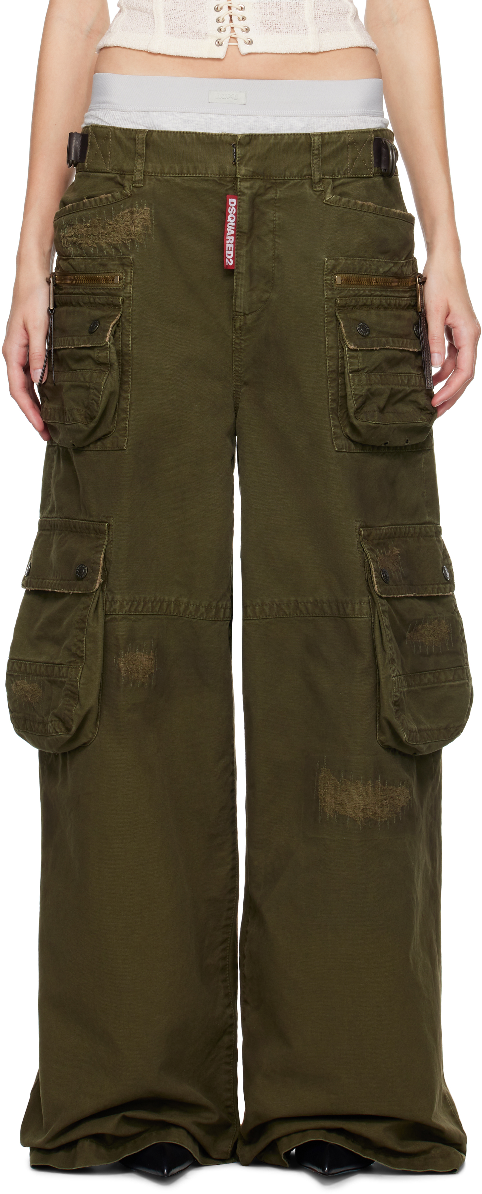 Shop Dsquared2 Khaki Lost Pocket Cargo Pants In 727