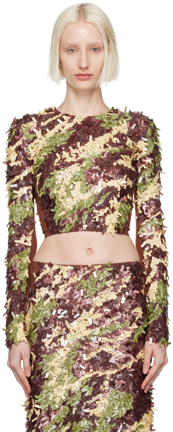 Knwls Multicolor Olivia Top In Dark Camo