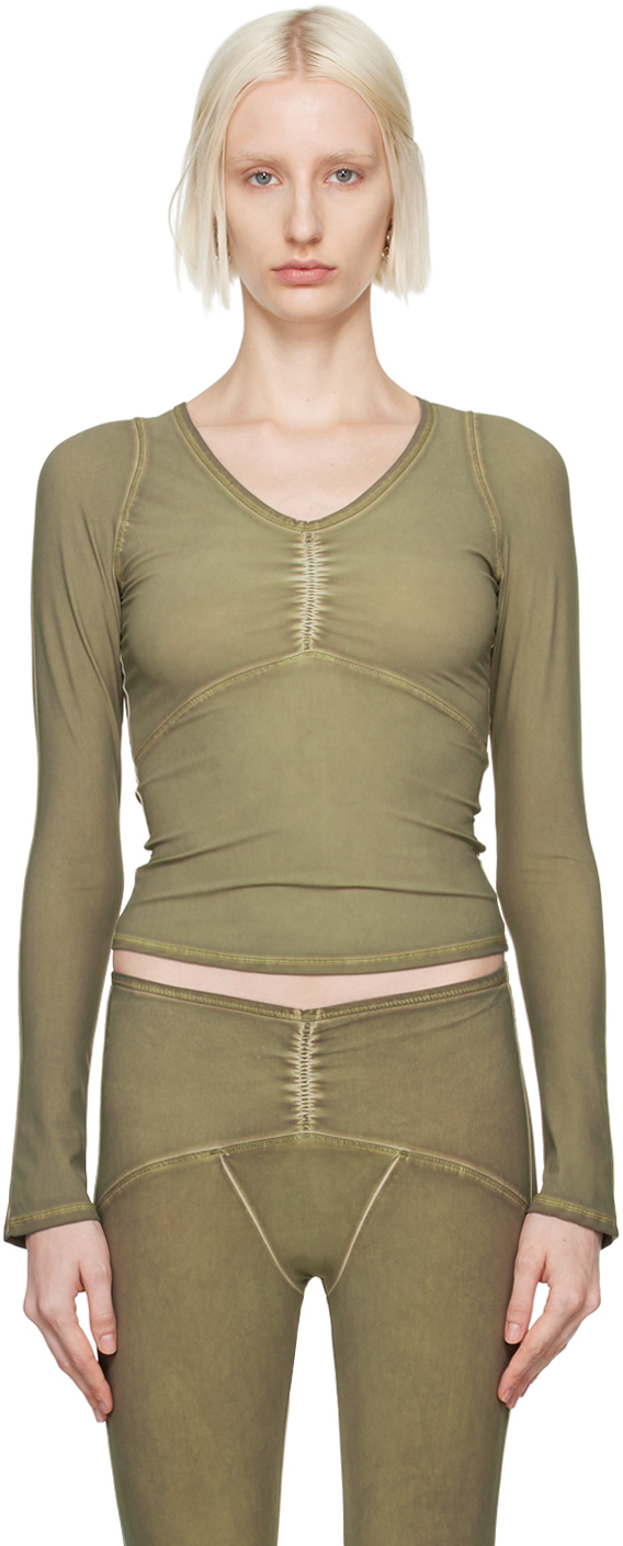 Shop Knwls Khaki Ghost Long Sleeve T-shirt In Olive