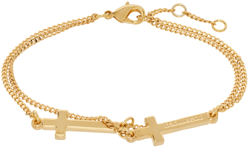 Shop Dsquared2 Gold Jesus Bracelet In F193