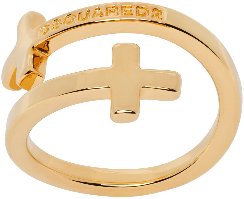 Shop Dsquared2 Gold Jesus Ring In F193