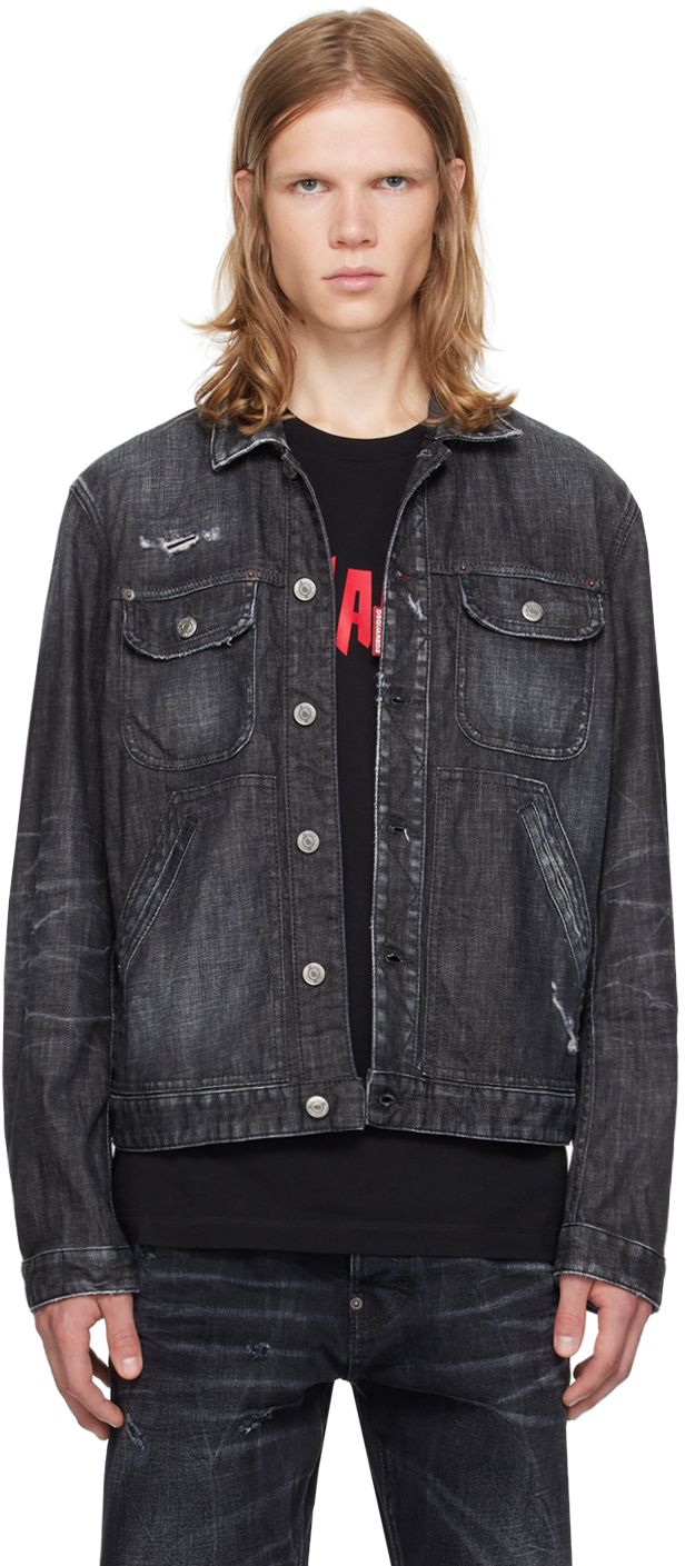Chemise DSquared2 Runway Hockey Noir Délavé Dégradé, Taille M - Neuf Avec étiquettes, 100% Coton, Made In Italy