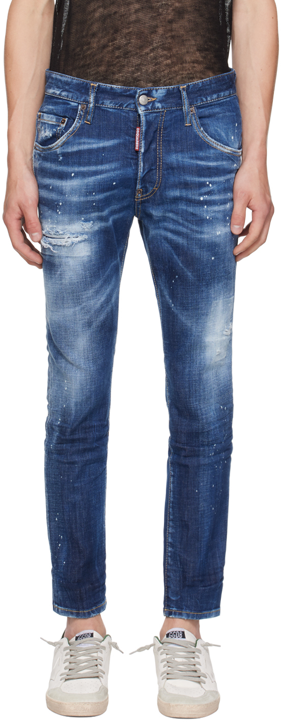 【送料&関税込】Dsquared2 Skater Denim Jeans Blue Dark Easy Wash Skater Jeans by Dsquared2 on Sale