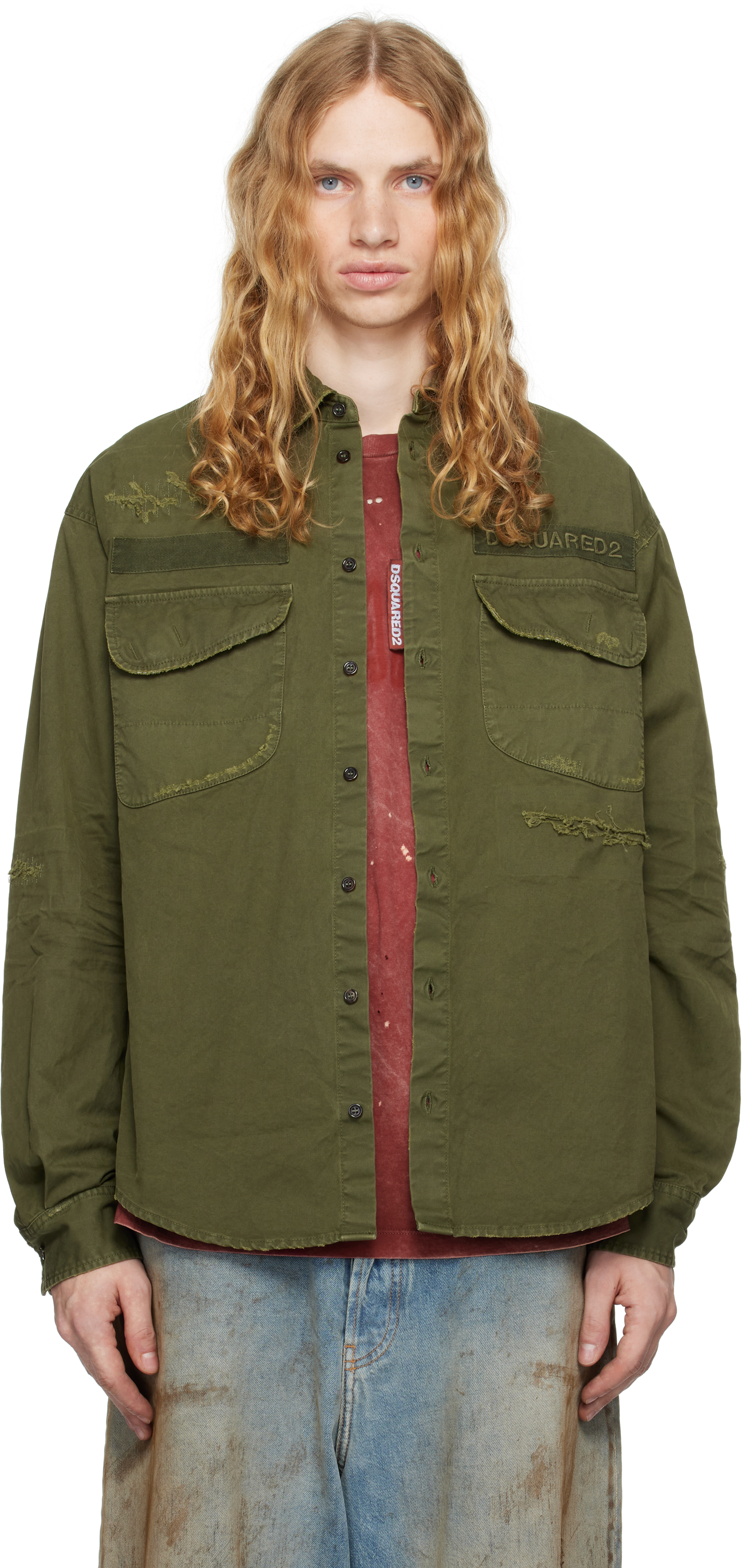 Shop Dsquared2 Green Ranger Shirt In 695 Military Green