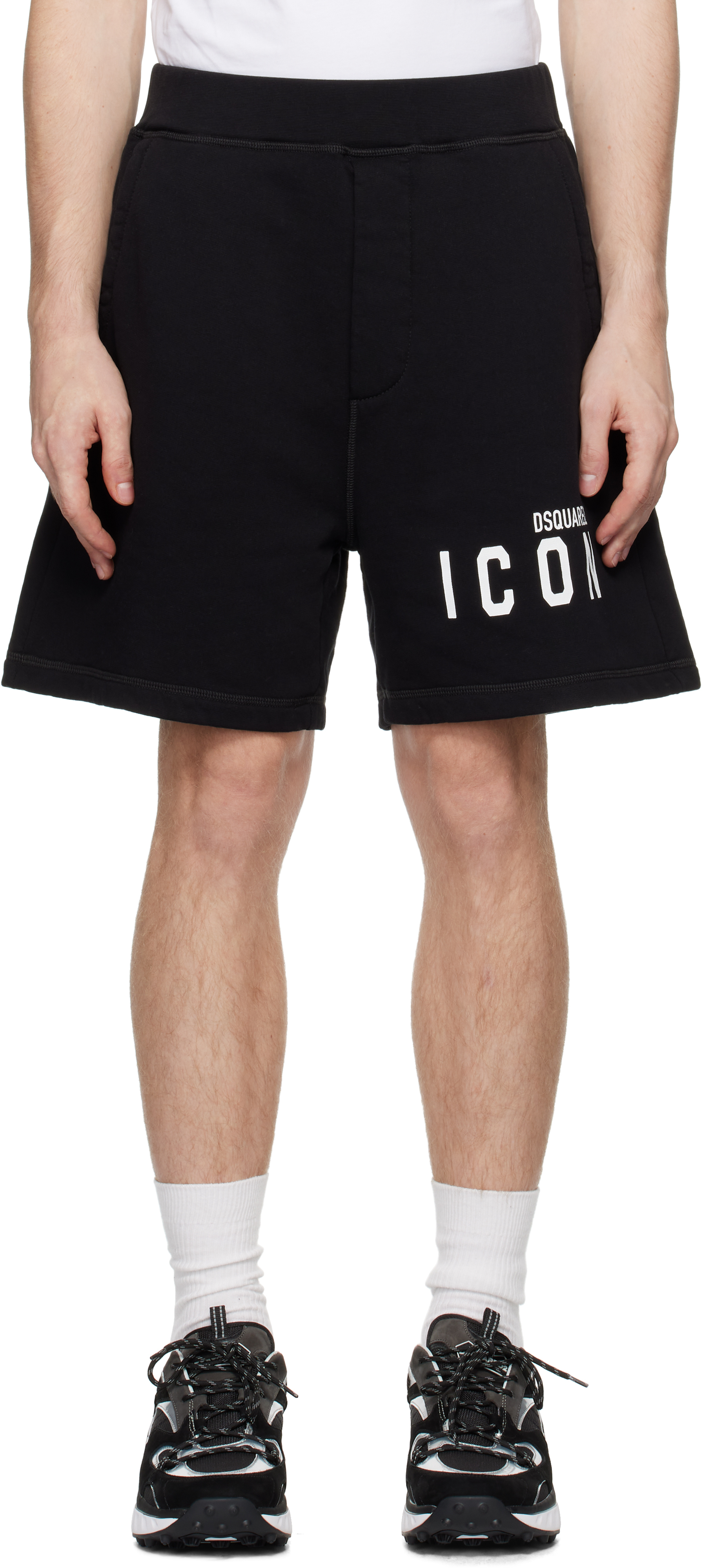 Shop Dsquared2 Black 'icon' Relaxed Fit Shorts In 900 Black