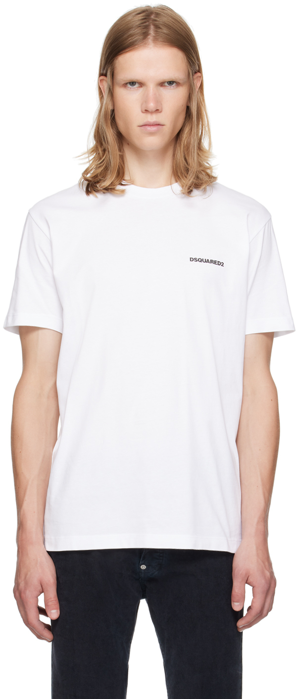 Dsquared2 T-shirt Bianca A Maniche Corte Con Logo DQ3169-D0AAP-DQ100