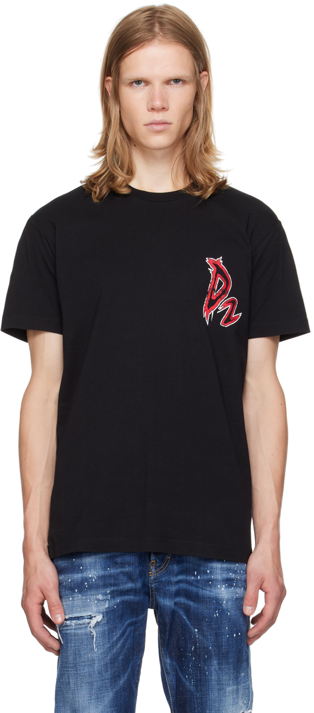 【関税込み】Dsquared2 ブラック Devil プリントTシャツ Black Devil Print T-Shirt by Dsquared2 on Sale