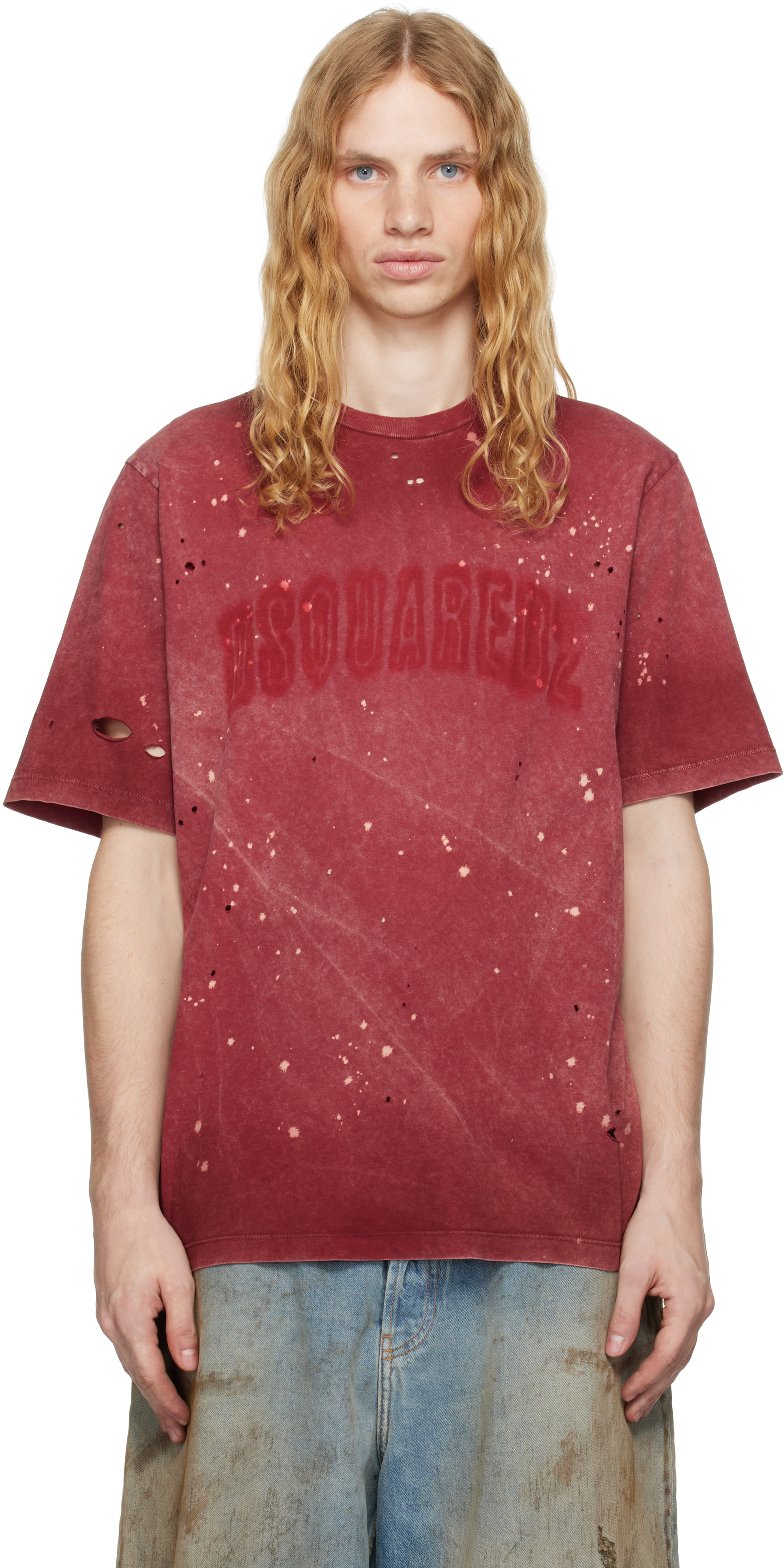 【関税込み】Dsquared2 レッド ルーズフィット Tシャツ Dsquared2のレッド ルーズフィット Tシャツがセール中