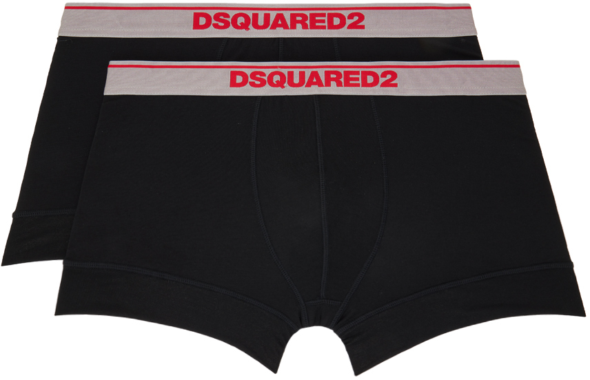 Shop Dsquared2 Two-pack Black Boxer Briefs In 001 Black