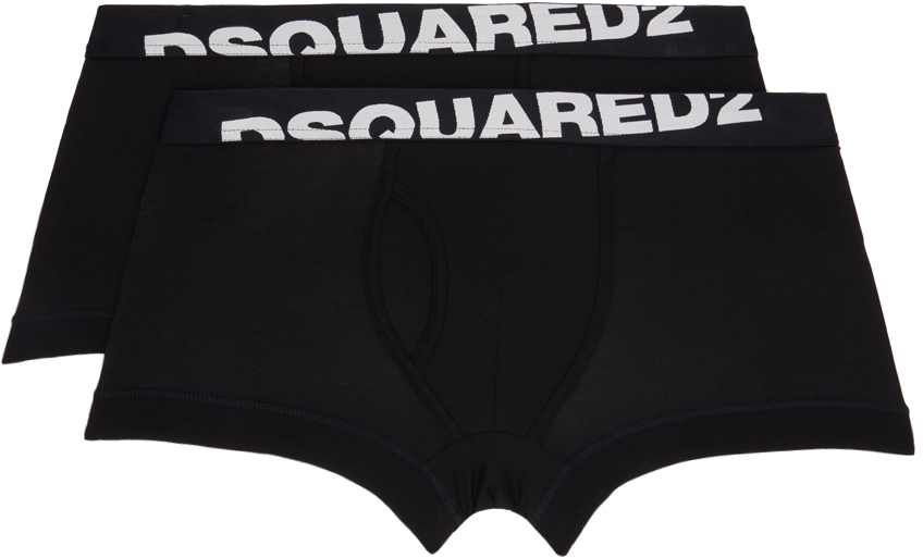 Shop Dsquared2 Two-pack Black Basic Boxer Briefs In 001 Black