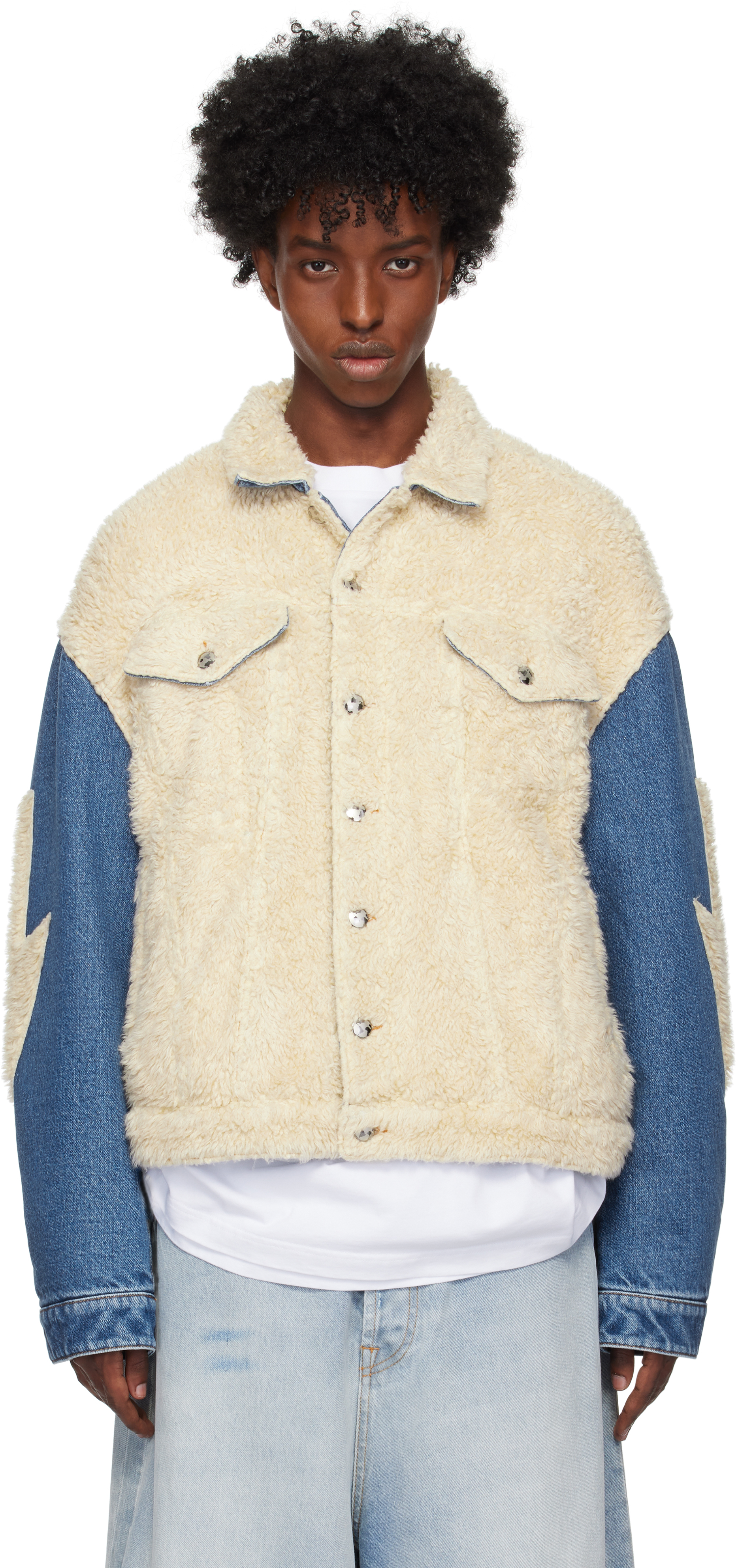 Off-White & Blue Lightning Sherpa Denim Jacket