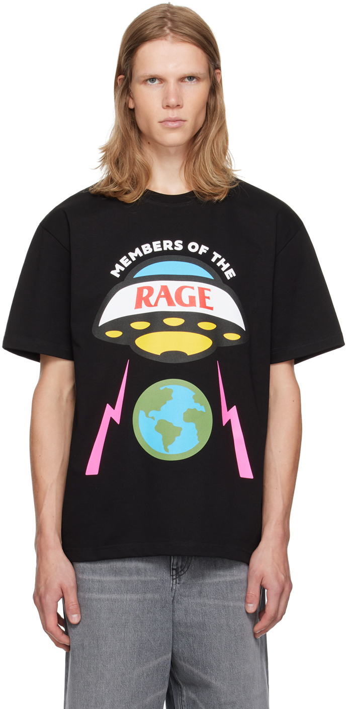 Shop Members Of The Rage Black Printed Hero Logo T-shirt