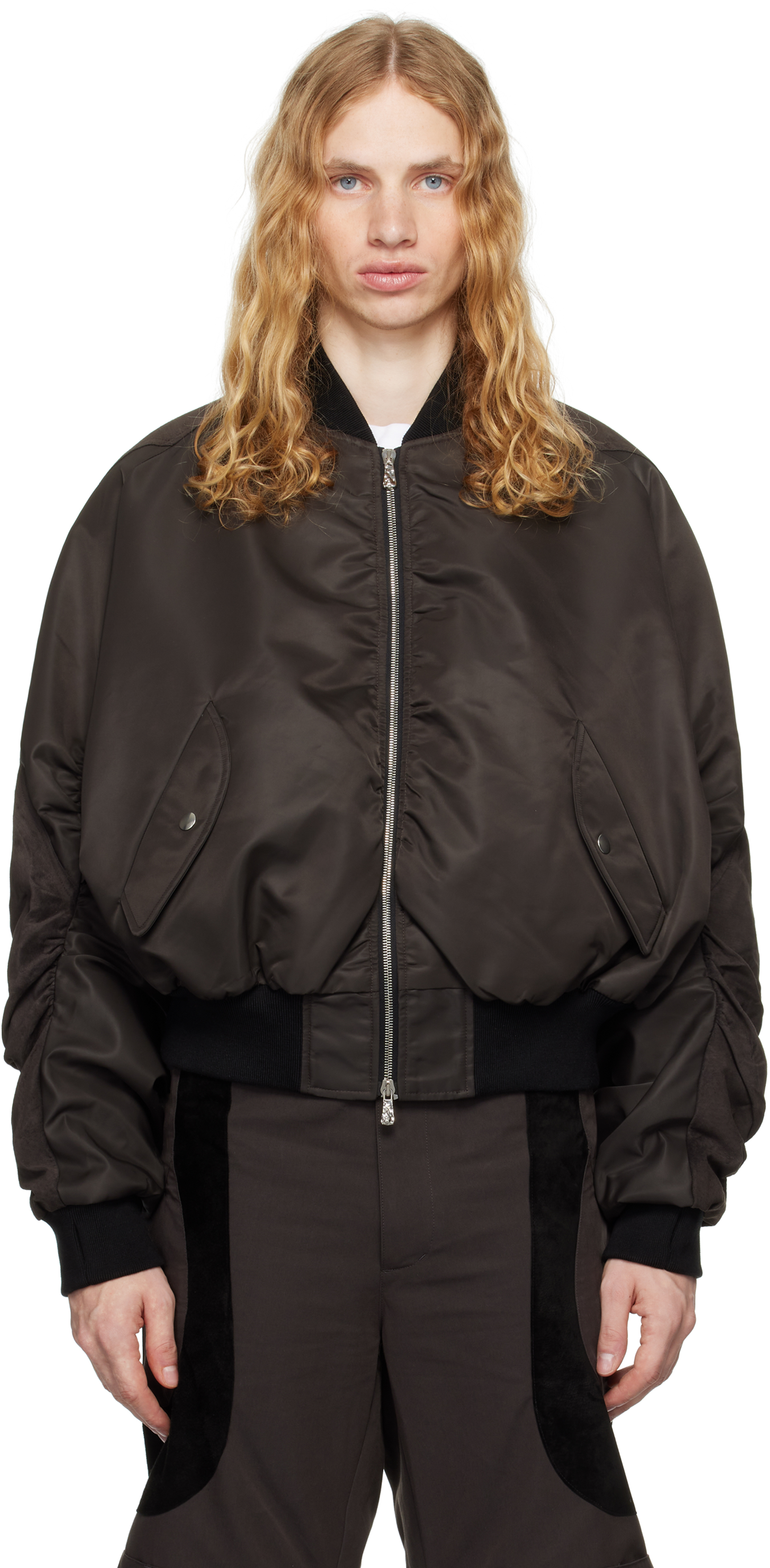 Brown C Round Bomber Jacket