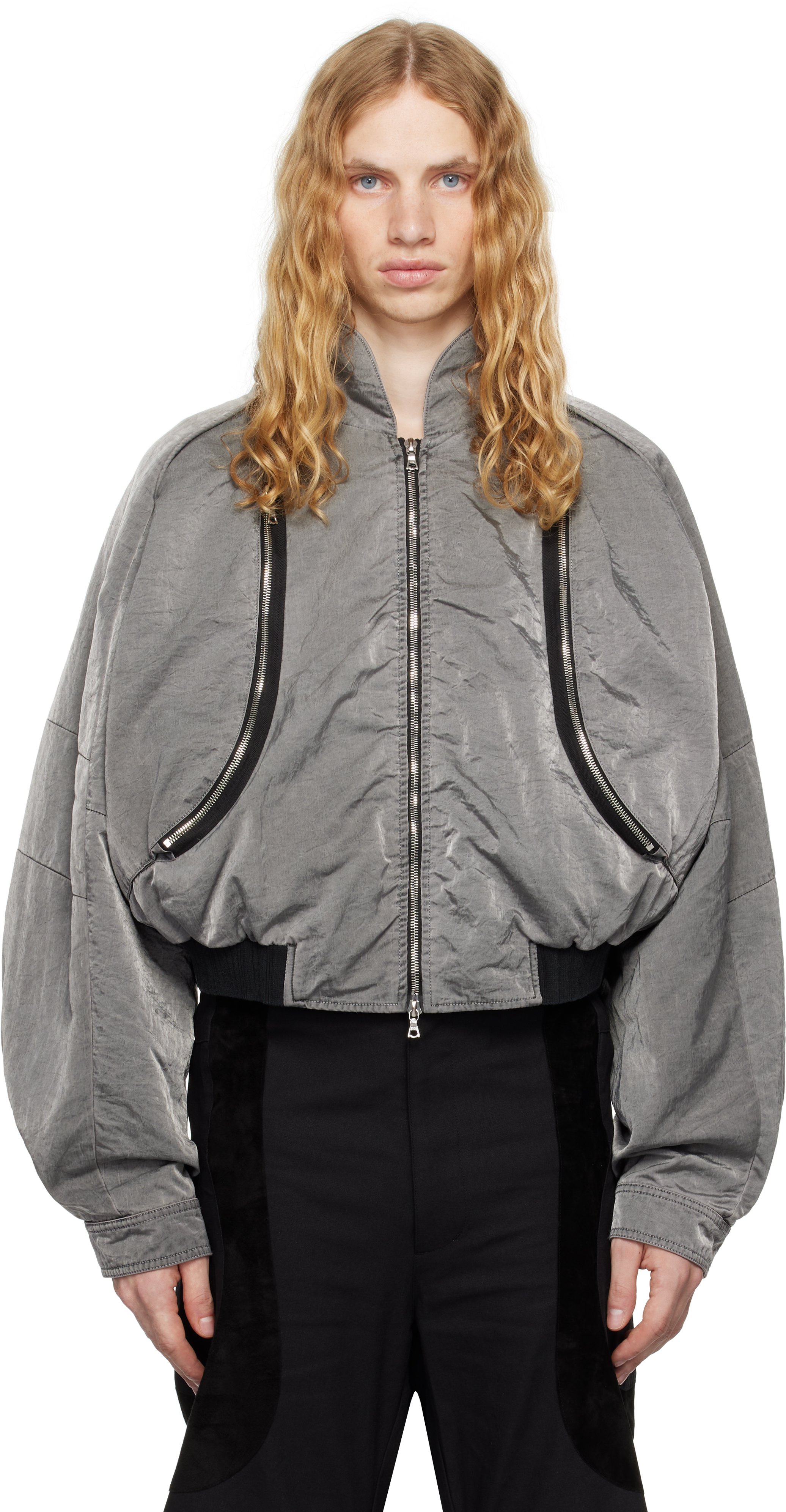 Gray Anatomical Parachute Bomber Jacket