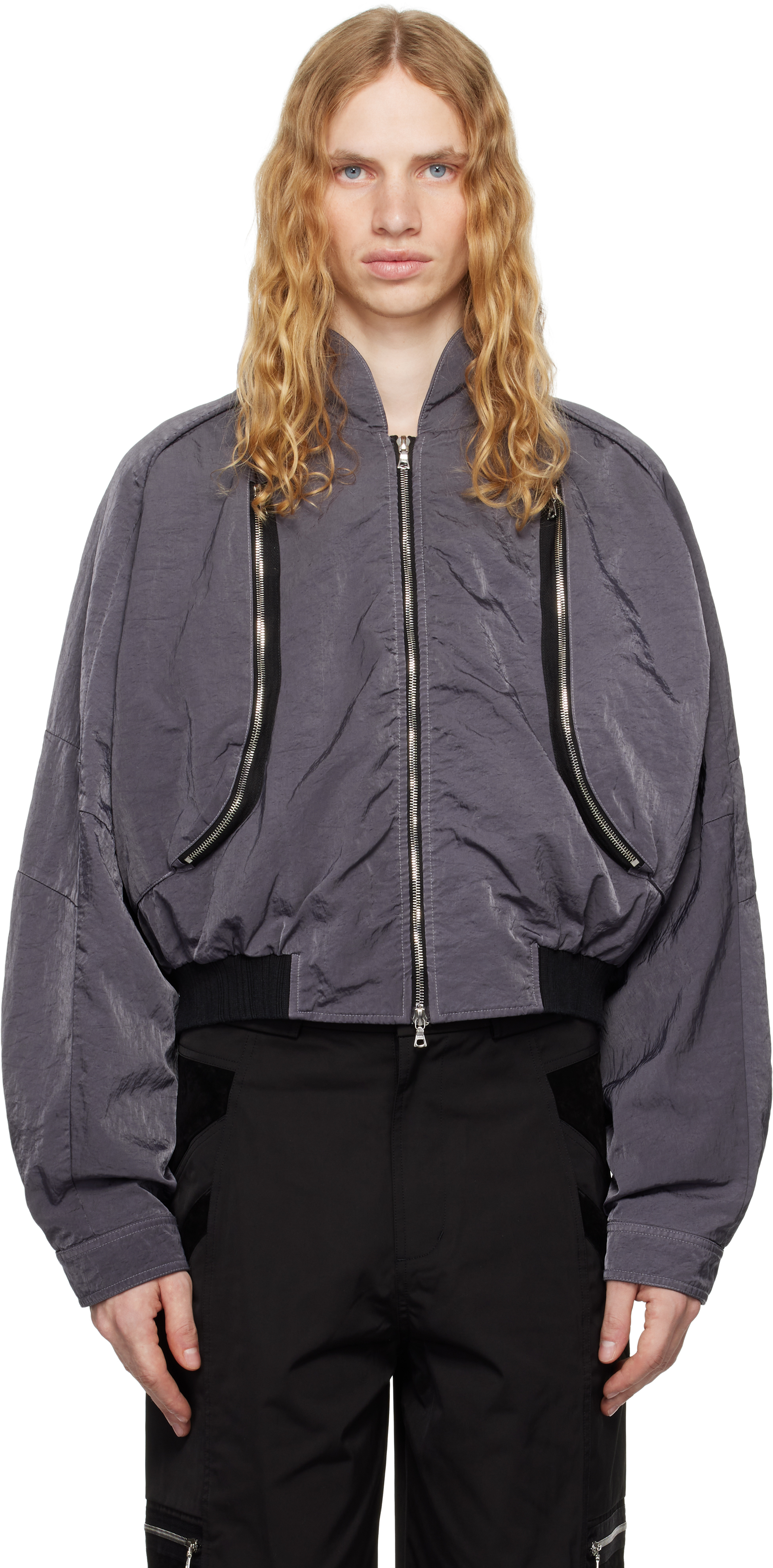 Shop Cmmawear Purple Anatomical Parachute Bomber Jacket