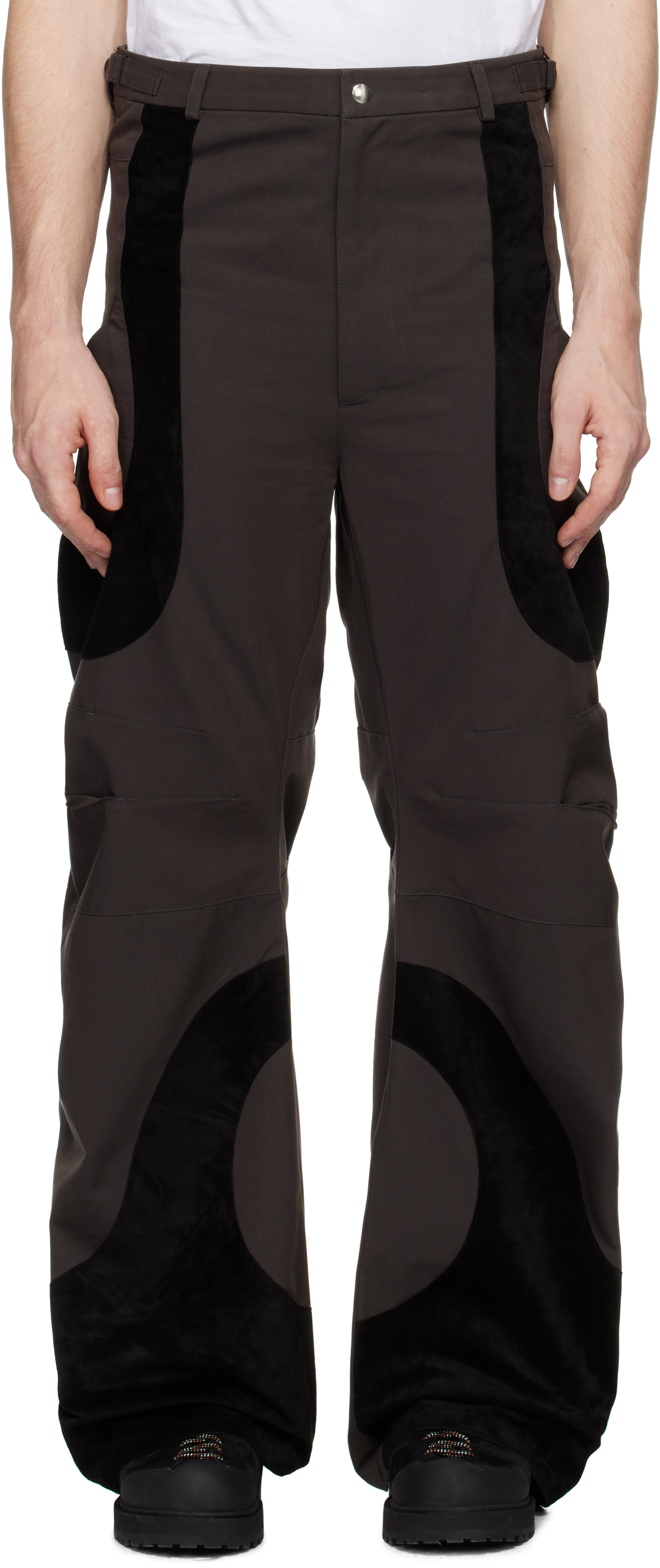 Shop Cmmawear Brown Articulated Dart Trousers In Dark Brown