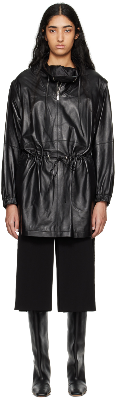 Black Gusset Leather Minidress by Helmut Lang on Sale