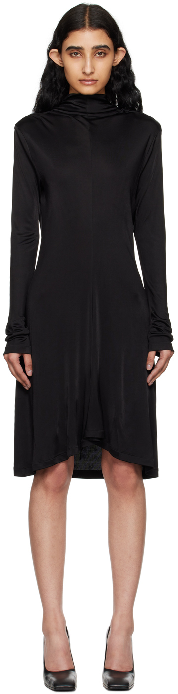 Helmut Lang Black Cowl Midi Dress In Black 001