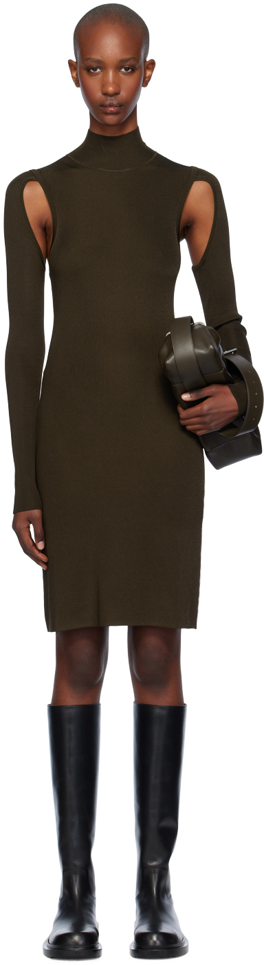 Brown Air Turtleneck Midi Dress