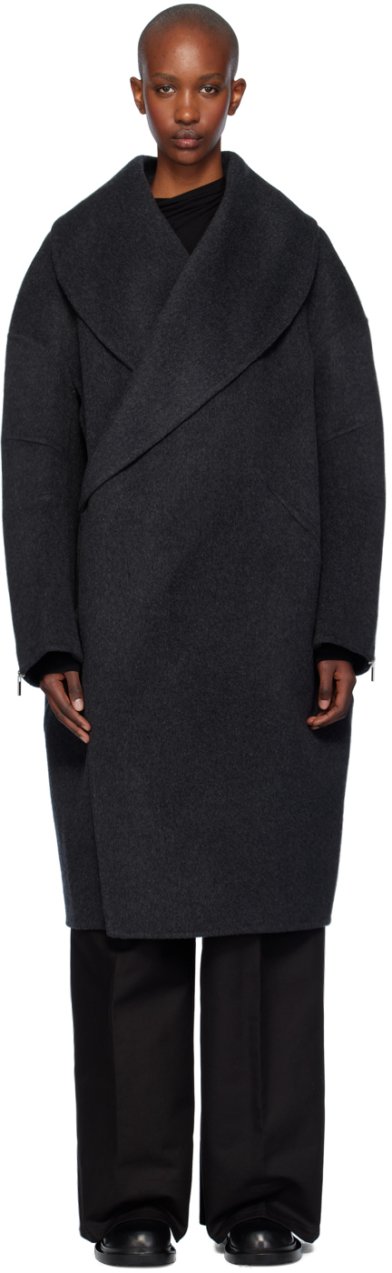 Gray Double-Faced Apex Cocoon Coat