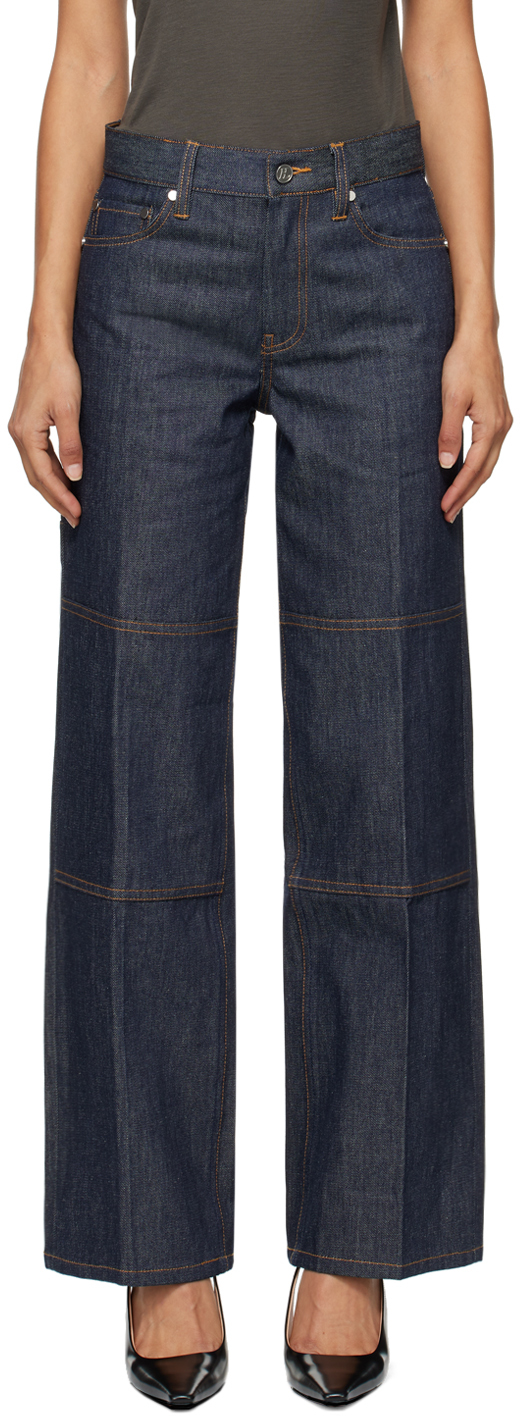 Shop Helmut Lang Indigo Zip Carpenter Jeans In Rnw Raw Indigo