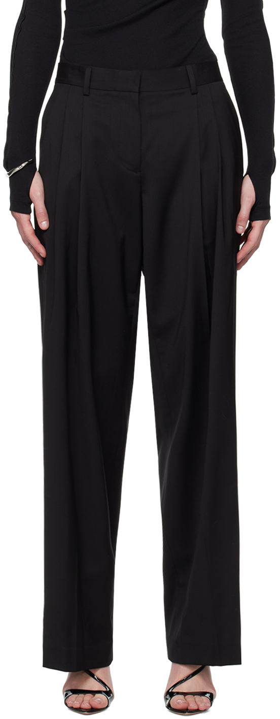 Shop Helmut Lang Black Double Pleated Trousers In Black - 001