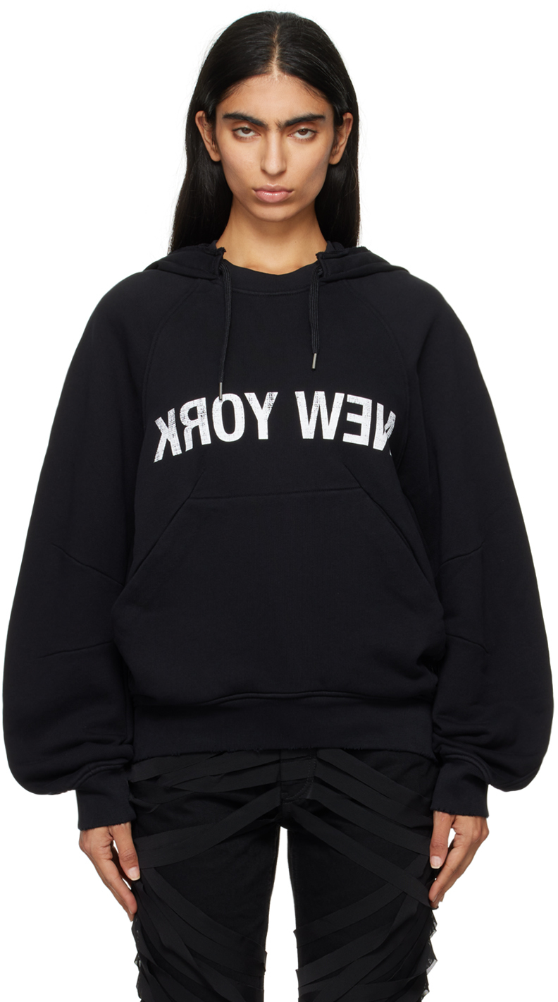 Shop Helmut Lang Black 'new York' Hoodie In 001 Black