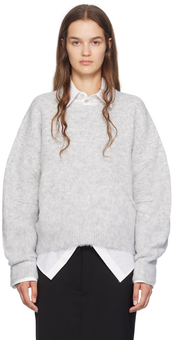 2024 HELMUT LANG Brushed Alpaca Bi-color Pullover Sweater S