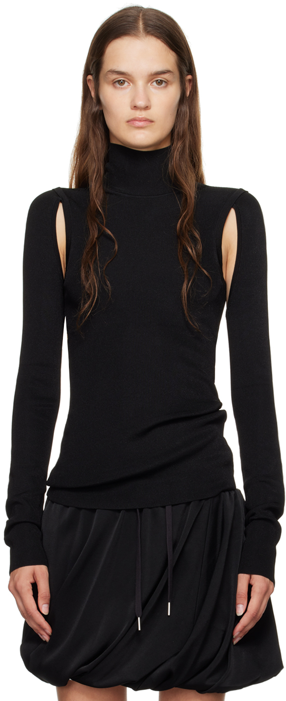 Helmut Lang Air Cut-out Turtleneck Jumper In Black - 001