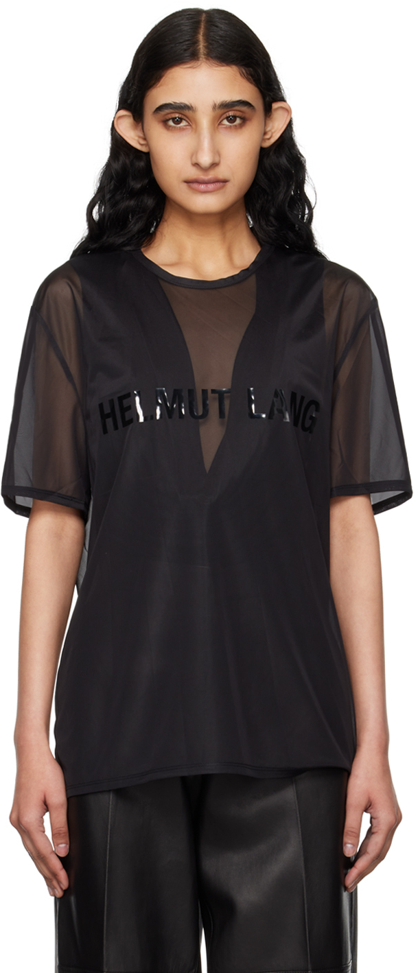 Shop Helmut Lang Black Sheer T-shirt In Black - 001