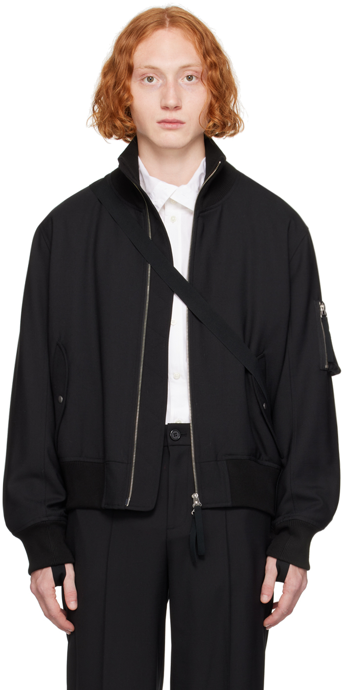 Shop Helmut Lang Black Seatbelt Bomber Jacket In Black - 001