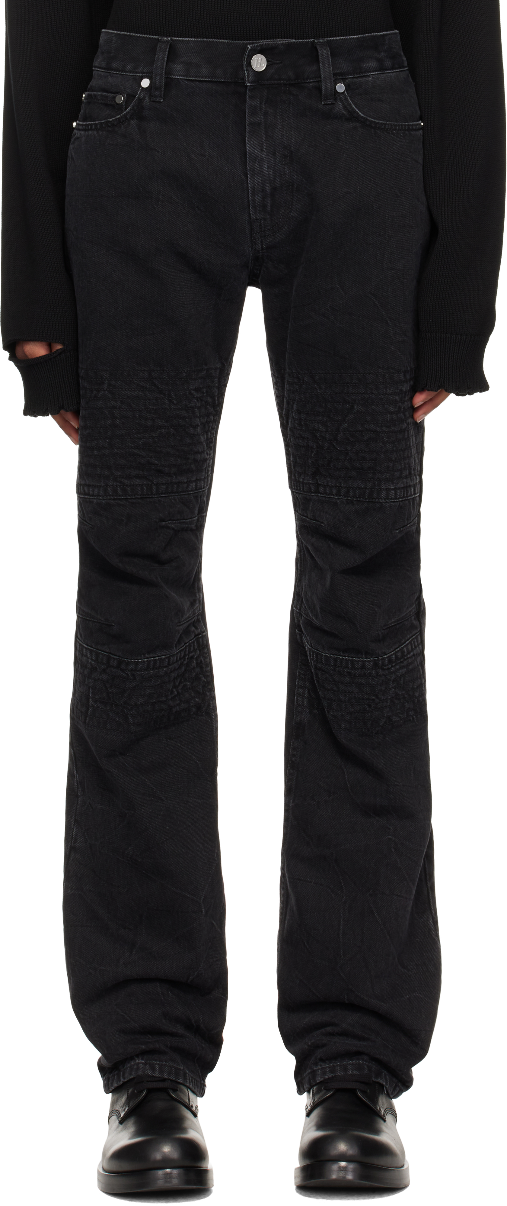 Shop Helmut Lang Black Moto Worker Jeans In Black - 001